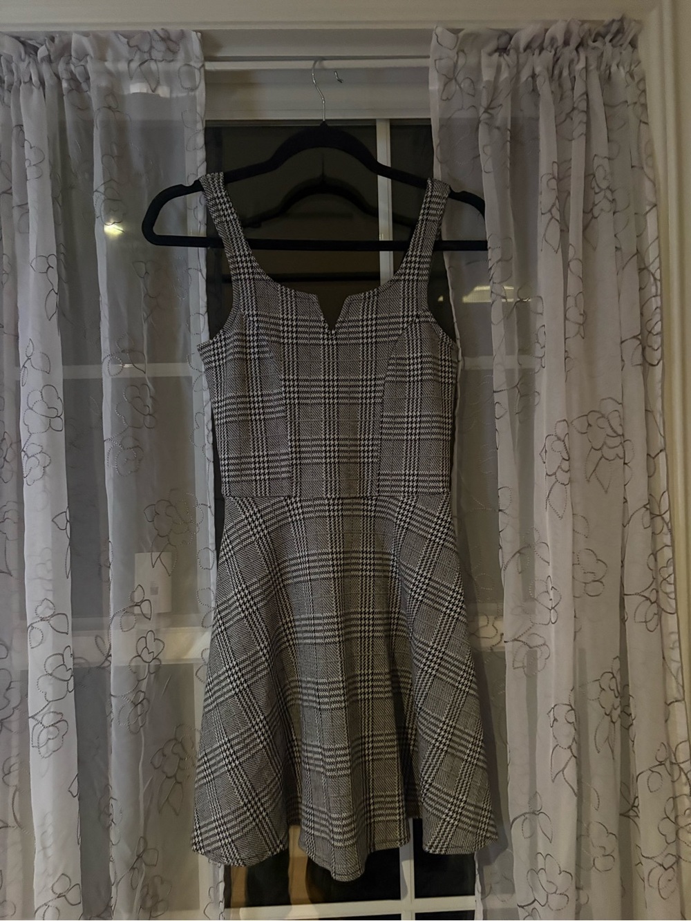 Women’s Gray Plaid Fit-and-Flare Dress